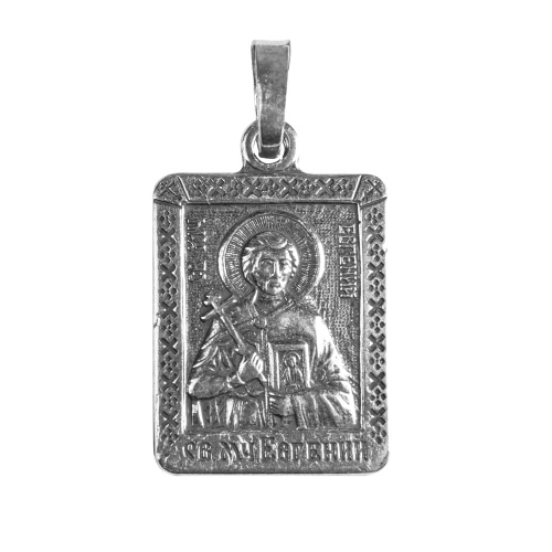 Образок мельхиоровый с ликом мученика Евгения Севастийского, серебрение фото 2