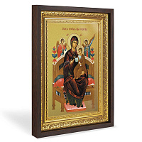 Икона Божией Матери "Всецарица", в широком багете, цвет "темный дуб", на холсте, с золочением №2