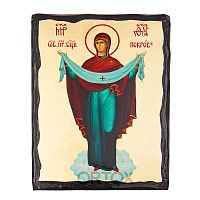 Икона "Покров Пресвятой Богородицы", 17х23 см, ольха, золочение №2