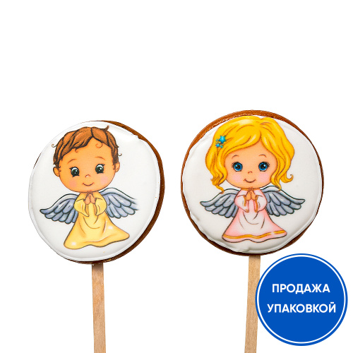 Имбирный пряник на палочке "Ангелочек" №2 (упаковка 35 шт.)