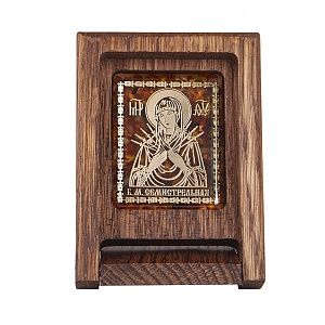 Складень деревянный с ликом Божией Матери "Семистрельная", 8х6,3 см (смола, дуб)
