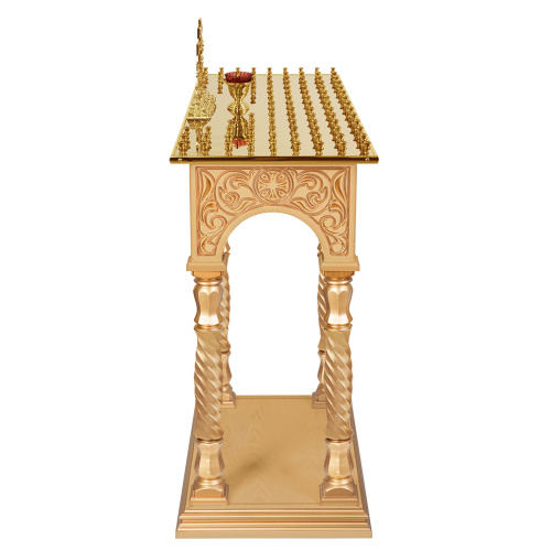 Панихидный стол на 100 свечей "Тверской" позолоченный, колонны, резьба, 85х50х96 см фото 4