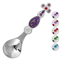 Лжица малая из ювелирного сплава в серебрении, с фианитами и эмалью, длина 6,5 см