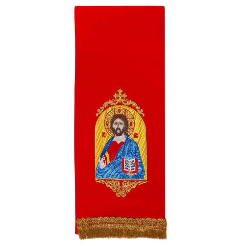 Закладка для Евангелия с иконой Спасителя красная, 160х14,5 см фото 2