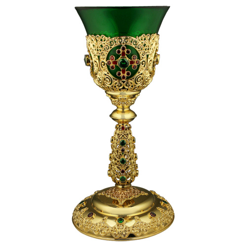 Лампада напрестольная из ювелирного сплава в позолоте с фианитами фото 2 Лампада напрестольная из ювелирного сплава в позолоте с фианитами фото 2