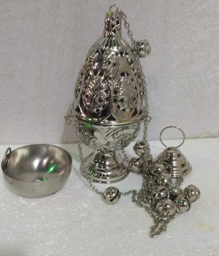 Кадило № 40, латунь, никелирование, 13,6х29 см, №1, У 13-0228 фото 2