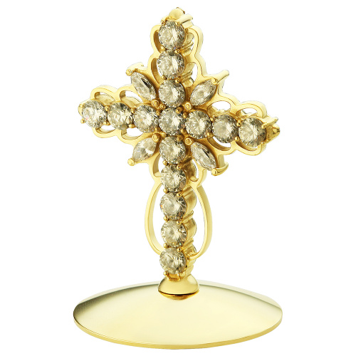 Крест на митру из ювелирного сплава в позолоте, с фианитами фото 2