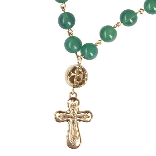 Четки из оникса с разделителями из ювелирного сплава с позолотой (100 бусин) фото 2