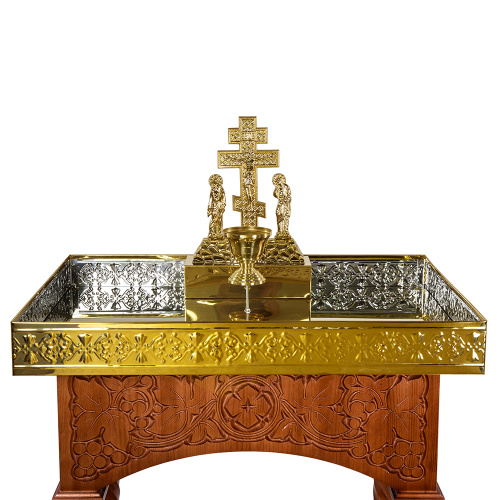 Панихидный стол песковой "Суздальский", цвет "кипарис", колонны, резьба, высота 100 см фото 7