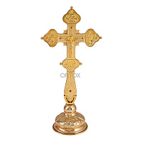 Крест напрестольный, гравировка, камни, цвет "под золото", 19,5х31 см, У-1243