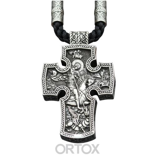 Нательный крест деревянный в серебряном окладе, 3,6х5,5 см фото 3