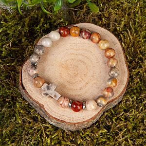 Браслет-четки из камня (агат) (с крестиком)