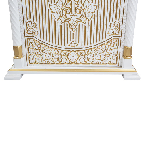 Аналой клиросный "Суздальский" белый с золотом (патина), тумба, 85х48х154 см фото 7