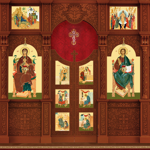 Иконостас деревянный резной "Владимирский" пятиярусный, цвет "кипарис", 690х860х45 см фото 5 Иконостас деревянный резной "Владимирский" пятиярусный, цвет "кипарис", 690х860х45 см фото 5