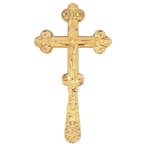 Крест требный из ювелирного сплава в позолоте, высота 20 см