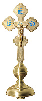 Крест напрестольный / требный латунный с подставкой, эмаль, 20х50 см, №2, У 3-1418 Крест напрестольный / требный латунный с подставкой, эмаль, 20х50 см, №2, У 3-1418