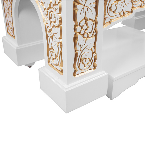 Архиерейский трон "Владимирский" белый с золотом (патина), 104х70х149 см фото 8