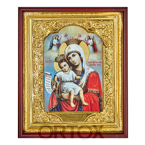 Икона большая храмовая Божией Матери "Достойно есть", прямая рама (30х35 см)