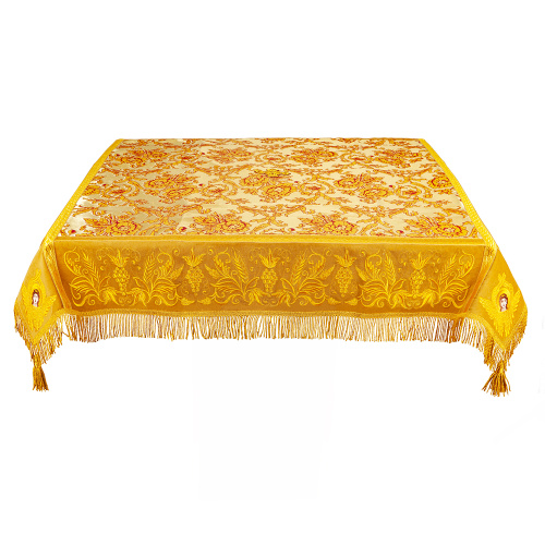 Пелена на престол желтая с вышивкой, парча, 130х130 см фото 2