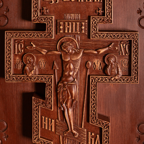 Настенное панно "Крест восьмиконечный", 53х67 см, ольха фото 3