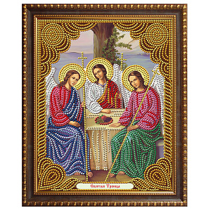 Алмазная мозаика "Икона Пресвятой Троицы", 22х28 см (13 цветов страз)
