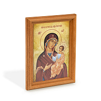 Икона Божией Матери "Иверская" в деревянной рамке, цвет "кипарис", 12х1,5х17 см