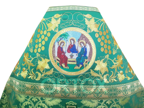 Иерейское облачение вышитое зеленое с иконой "Святая Троица", парча фото 3