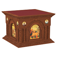 Облачение на престол "Романовское" с иконами, цвет "кипарис", 140х140х105 см
