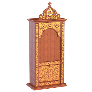 Киот-шкаф напольный "Суздальский", цвет "кипарис" с золотом (поталь), широкий (без дверок, 106х60х250 см)