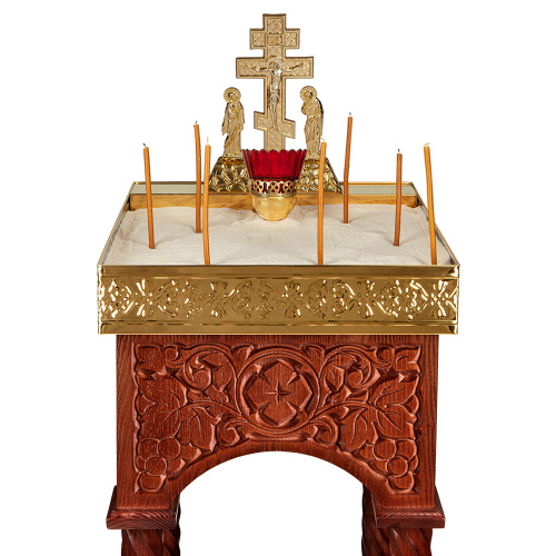 Панихидный стол песковой "Суздальский", цвет "кипарис", колонны, резьба, 40х40х100 см фото 8