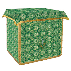 Облачение на престол с пеленой, шелк "Горненский", зеленое (70х70х100 см)