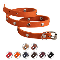 Браслет кожаный в три оборота с клепками, цвета в ассортименте