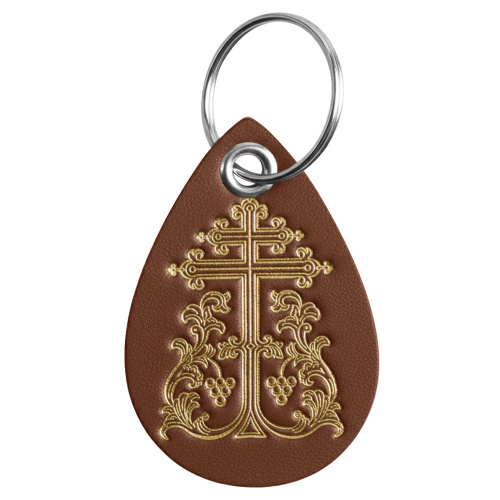 Брелок кожаный "Капля" с тиснением процветшего креста фото 2 Брелок кожаный "Капля" с тиснением процветшего креста фото 2