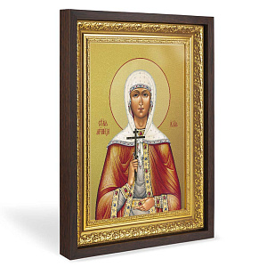 Икона мученицы Иулии (Юлии) Карфагенской, в широком багете, цвет "темный дуб", на холсте, с золочением (33,5х42,2 см (под икону А4))