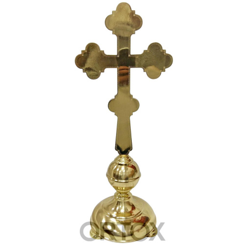 Крест настольный большой с подставкой, эмаль, фианиты, 20х31 см фото 2