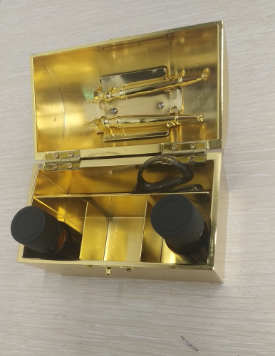 Крестильный ящик латунный, с наполнением, цвет "под золото", У-0064 фото 2