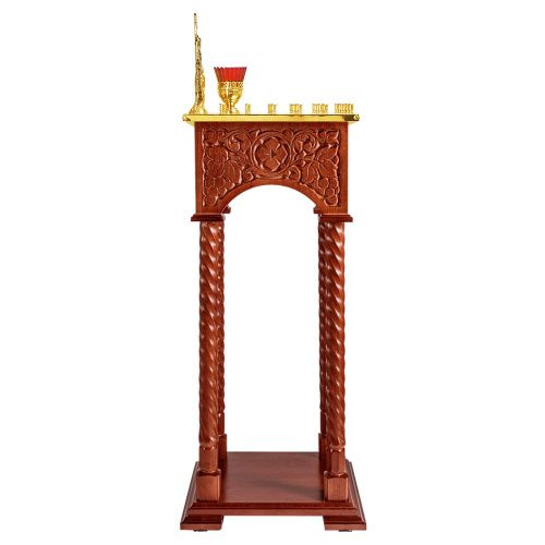 Панихидный стол на 36-50 свечей "Суздальский", цвет "кипарис", колонны, резьба, высота 100 см фото 4