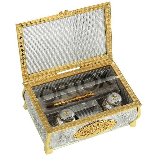 Крестильный ящик латунный в серебрении, 16х11х8 см фото 3