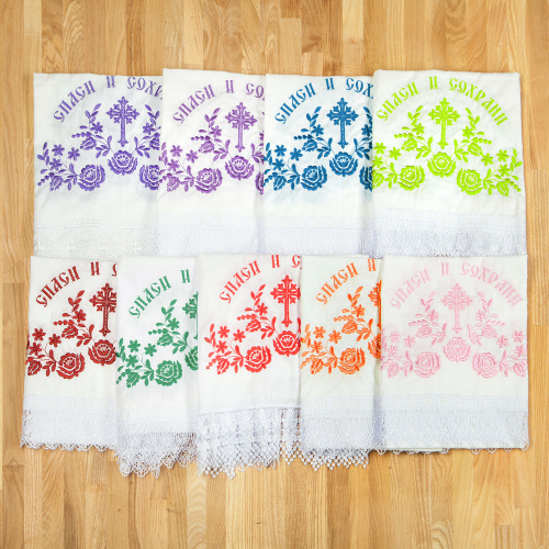 Рушник с надписью "Спаси и сохрани", кружево, 158х44,5 см фото 3 Рушник с надписью "Спаси и сохрани", кружево, 158х44,5 см фото 3