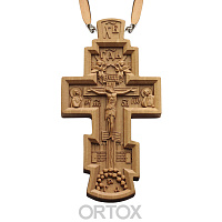 Крест наперсный деревянный, резной, с цепью, высота 10 см