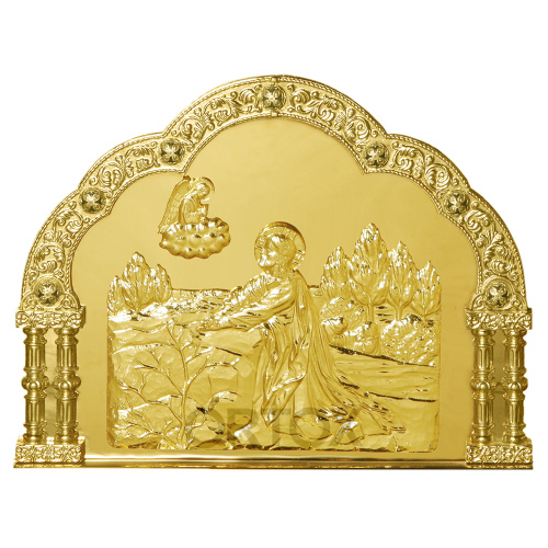 Облачение на престол "Золотые своды" с прямым основанием, чеканка, высота 105 см фото 4