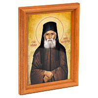 Икона преподобного Паисия Святогорца в деревянной рамке, 12х1,5х17 см