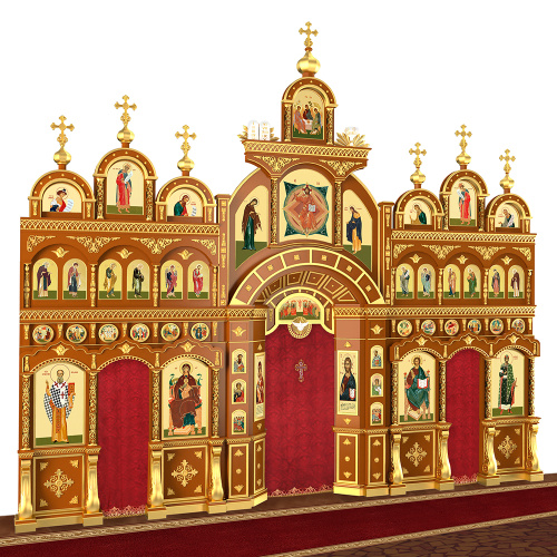 Иконостас "Рождественский" четырехъярусный, цвет "кипарис" с золотом (поталь), 848,5х763х53 см фото 4