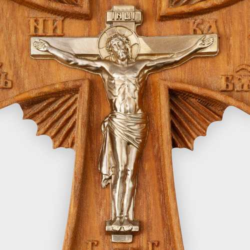 Крест постригальный деревянный с распятием из латуни, 8,8х24,1 см фото 4