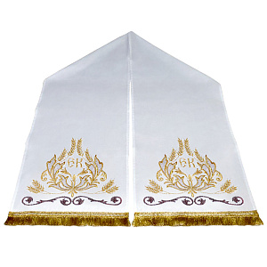 Рушник архиерейский вышитый "Корона", 210х40 см (бязь, бордовая с золотом вышивка)