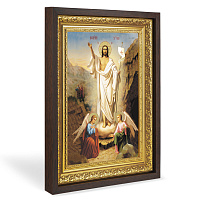Икона Воскресения Христова, в широком багете, цвет "темный дуб", на холсте, с золочением, №2