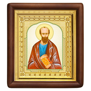 Икона апостола Павла, 18х20 см, деревянный киот (светлый киот)