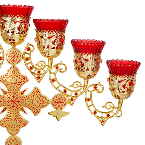 Семисвечник напрестольный, цинковый сплав, эмаль, камни, 59х60 см фото 3