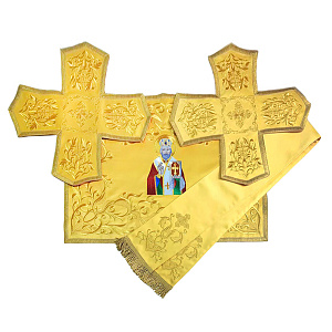 Покровцы и воздух, закладка для Евангелия вышитые желтые, шелк (икона апостолов Петра и Павла)