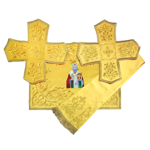 Покровцы и воздух, закладка для Евангелия вышитые желтые, шелк
